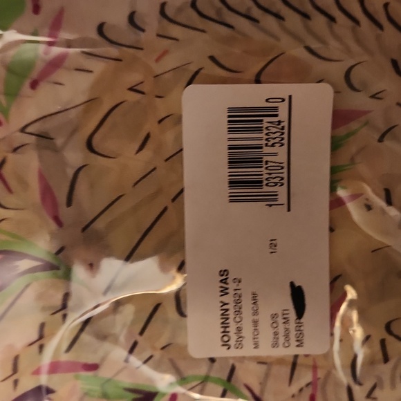 Johnny Was Multicolor Butterfly and Stripe Scarf - Picture 9 of 10